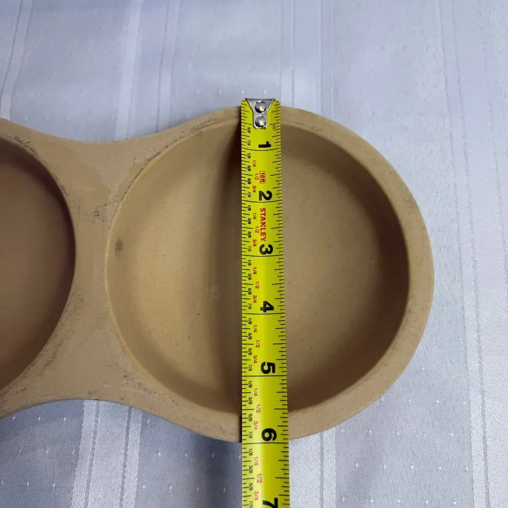 Pampered Chef USA Made Dual Stoneware Microwave‎ Egg Cooker Bowl Set NWOB